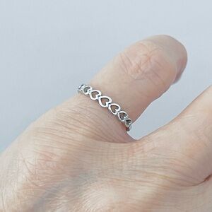 Sterling Silver 7 Tiny Sideway Heart Ring, Silver Rings, Love Hearts, Dainty